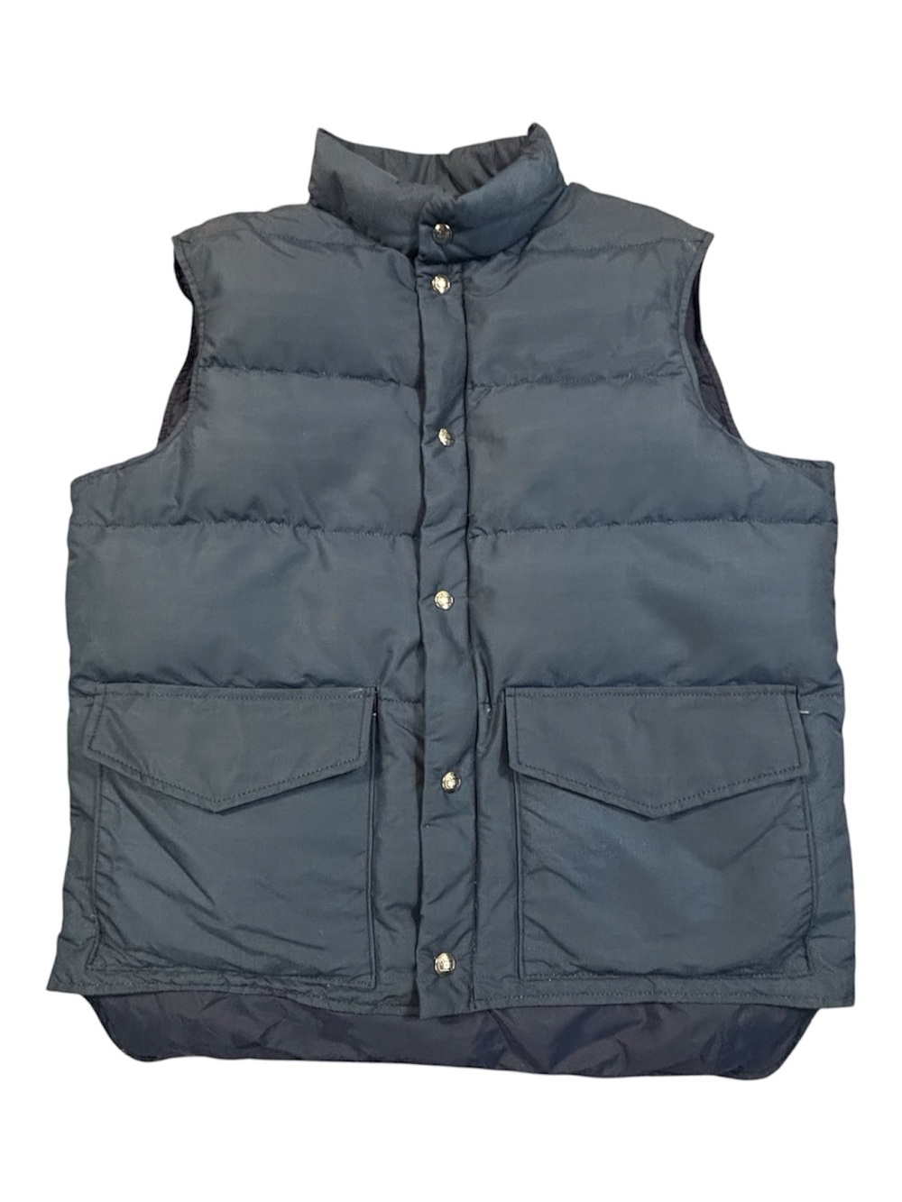 Vintage Woolrich Down Vest Mens Large Blue 60/40 Shell Snap Puffer Outerwear USA